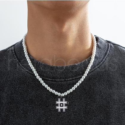 PVC Figure Pendant Plastic Pearl Round Beaded Necklaces for Women Men FS-WGF80DD-05-1