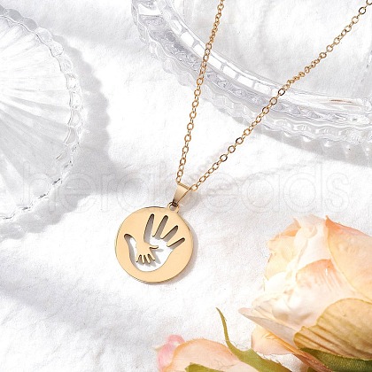Mother's Day 304 Stainless Steel Pendant Necklace NJEW-TA00194-04-1
