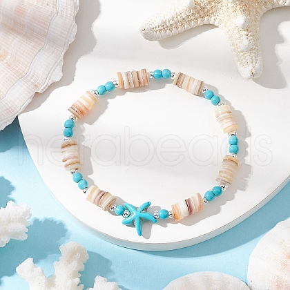 Natural Freshwater Shell Beaded Stretch Bracelets BJEW-JB11804-02-1