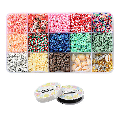2600Pcs Disc/Flat Round Polymer Clay Beads DIY-YW0003-03-1