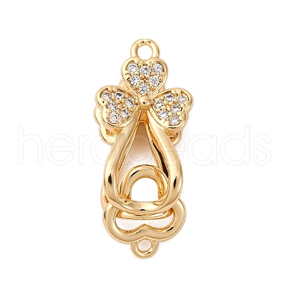 Brass Micro Pave Clear Cubic Zirconia Interlocking Clasps KK-C075-28G-1