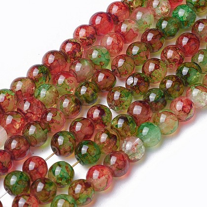 Spray Painted Glass Beads Strands GLAA-A038-B-47-1