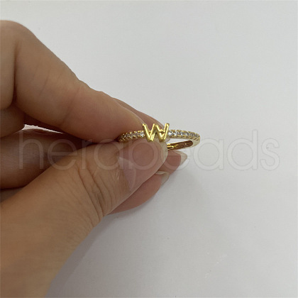Brass Micro Pave Clear Cubic Zirconia Finger Rings FS-WGE303B-09-1