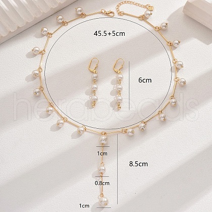 Elegant Brass Imitation Pearl Necklace and Earrings Set for Women DL6471-1