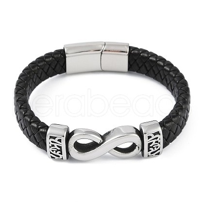 Braided Microfiber Leather Cord Bracelets BJEW-P328-11AS-1