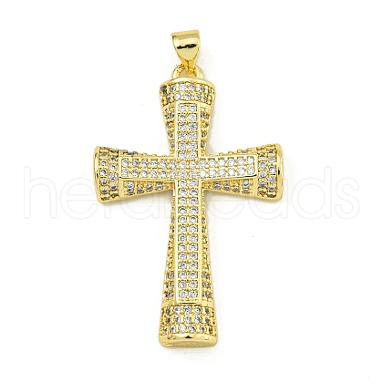 Rack Plating Brass Pave Cubic Zirconia Pendants KK-U029-02G-01-1