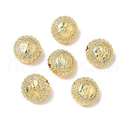 Brass Micro Pave Cubic Zirconia Beads KK-Q068-44G-1