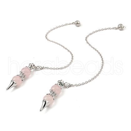 Natural Rose Quartz Pointed Dowsing Pendulums G-K338-29P-08-1