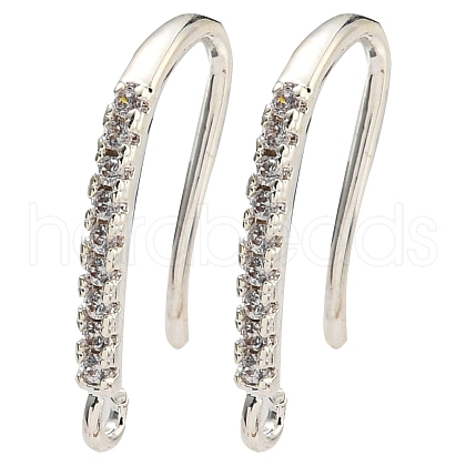 Rack Plating Brass Pave Cubic Zirconia Earring Hooks KK-O143-20S-1