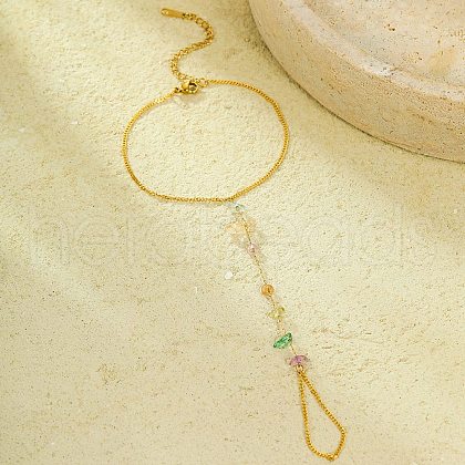 Gemstone Chip Link Chains for Women BJEW-G739-02G-1