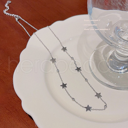Star Stainless Steel Link Chain Necklaces for Women FS-WGDC653-02-1