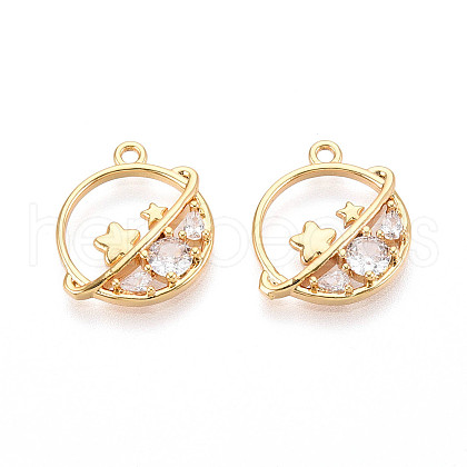 Brass Micro Pave Cubic Zirconia Pendants KK-N263-75B-G-1