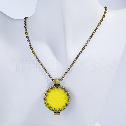 Hollow Flower Alloy Diffuser Locket Pendant Necklaces with Colorful Aromatherapy Discs Inside OD2733-1