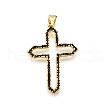 Brass Micro Pave Cubic Zirconia Pendants KK-K401-23G-1