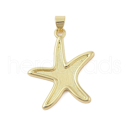 Starfish Rack Plating Brass Pendants KK-Z074-36G-1