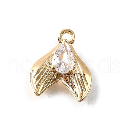 Brass Pave Clear Cubic Zirconia Charms KK-C096-14D-G-1