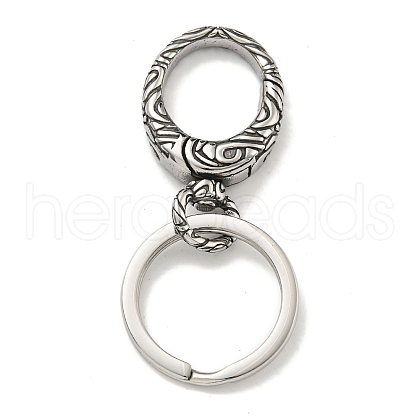 Tibetan Style 316 Surgical Stainless Steel Fittings with 304 Stainless Steel Key Ring FIND-Q101-15AS-1