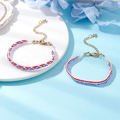 2Pcs 2styles Handmade Glass Seed Beaded Bracelets for Women BJEW-MZ00156-1