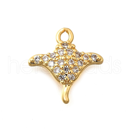 Brass Micro Pave Cubic Zirconia Charms KK-B131-07G-1