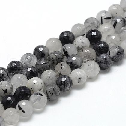 Natural Black Rutilated Quartz Beads Strands G-R447-6mm-03-1