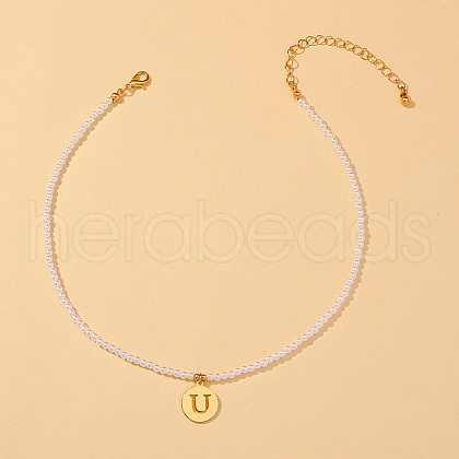 Round Plastic Pearl Beaded Necklaces FS-WG7BB5B-21-1