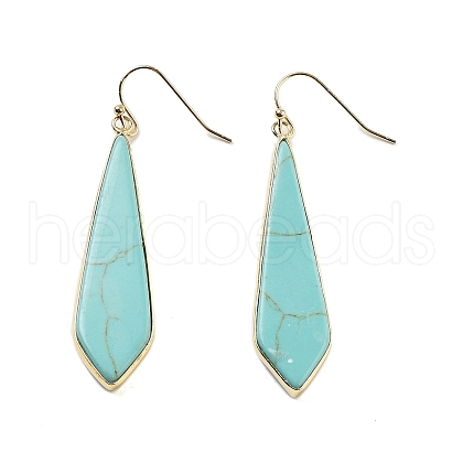 Synthetic Turquoise Dangle Earrings EJEW-P145-03G-1