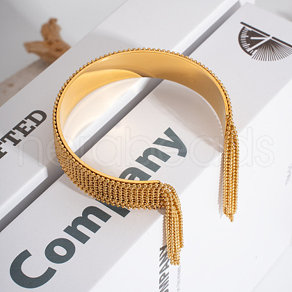 European and American Style Fringed Stainless Steel Cuff Bangles for Women OT8697-1-1