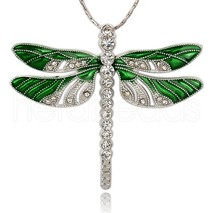 Platinum Alloy Enamel Dragonfly Big Pendants ENAM-J033-01P-1