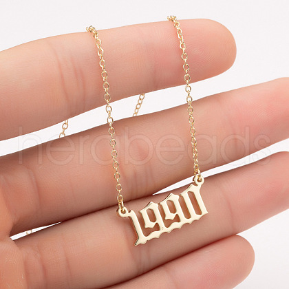 1990 Birth Year Number 201 Stainless Steel Pendant Cable Chain Necklaces FS-WGB5F08-08-1