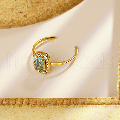 Stylish Stainless Steel Pave Cubic Zirconia Cuff Rings for Women PN1214-3-1