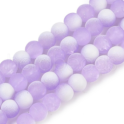 Frosted Crackle Glass Beads Strands X1-GLAA-U001-8mm-M04-1
