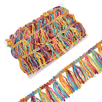 Fingerinspire 10 Yards Rainbow Polyester Fringe Trim Ribbons DIY-FG0006-17-1