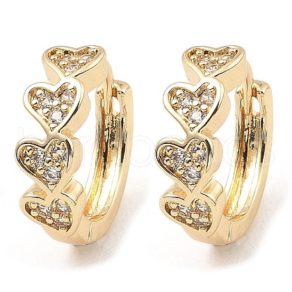 Brass with Cubic Zirconia Hoop Earrings EJEW-D078-26KCG-1