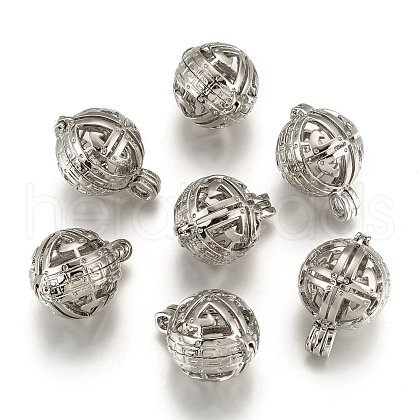 Hollow Brass Locket Pendants KK-D414-09-NR-1