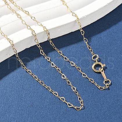 Brass Heart Link Chain Necklaces for Women NJEW-Z068-03G-02-1