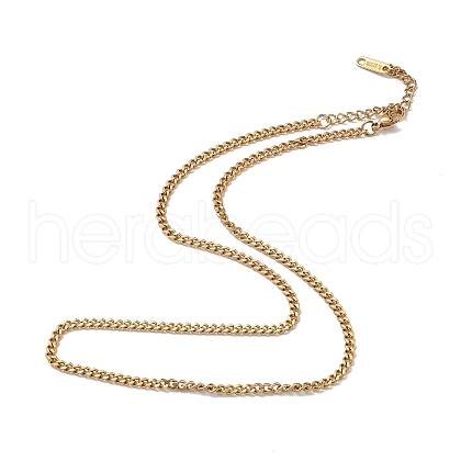 Ion Plating(IP) 304 Stainless Steel Curb Chain Necklace for Men Women NJEW-K245-018C-1