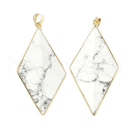 Natural Howlite Faceted Big Pendants G-L623-04G-02-1