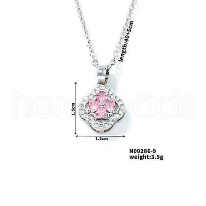 Chic Colorful Clover Pendant Necklace with Sparkling Diamonds YY8832-9-1