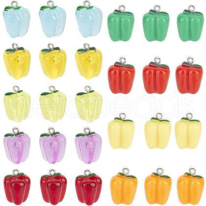 SUNNYCLUE 36Pcs 9 Colors Resin Imitation Vegetable Pendants RESI-SC0003-13-1
