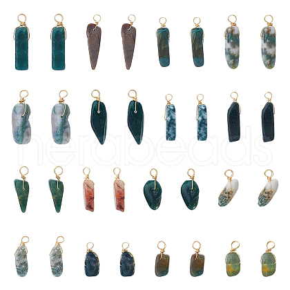 DICOSMETIC 50Pcs Natural Indian Agate Pendants G-DC0001-43-1