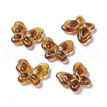 Golden Metal Enlaced Acrylic Beads OACR-H019-14-1