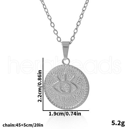Stainless Steel Disc with Eye Pendant Necklaces for Women ME7460-1-1