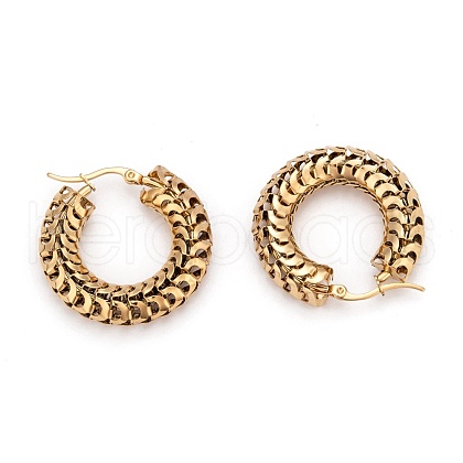 304 Stainless Steel Mesh Hoop Earrings EJEW-O096-06A-G-1