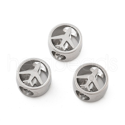 Hollowed 304 Stainless Steel European Beads STAS-M112-01P-1