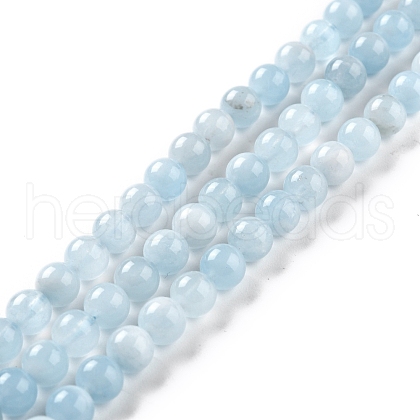 Grade A Natural Aquamarine Round Bead Strands G-L417-13-G-1