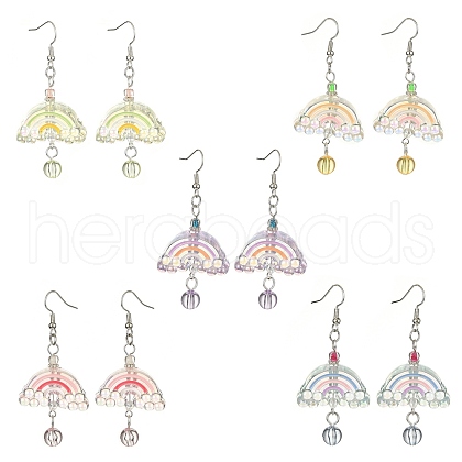 Acrylic Rainbow Dangle Earrings EJEW-JE05268-1