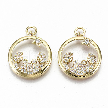 Brass Micro Pave Clear Cubic Zirconia Pendants ZIRC-S067-172-NF-1