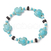 Synthetic Turquoise & Natural Lava Rock Beads Stretch Bracelets for Men Women BJEW-JB11988-02-2