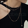 304 Stainless Steel Round Snake Chain Necklace with Acrylic Pearl Tassel Charm for Women NJEW-P271-07G-4