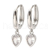 Cubic Zirconia Teardrop Dangle Hoop Earrings EJEW-Z019-05P-1